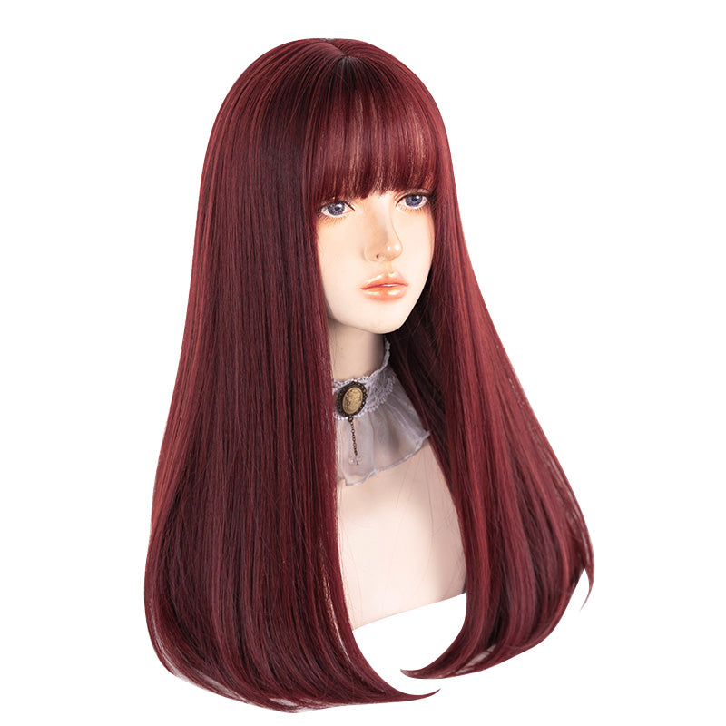 Sweet Red Long Straight Wig   HA1239