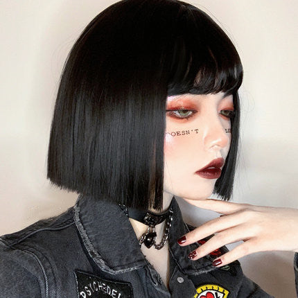 Natural black soft girl short wig   HA0226