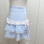 Cream Plaid Cake Dress HA1561