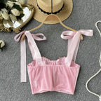 Ribbon hollow tube top suspenders HA1584