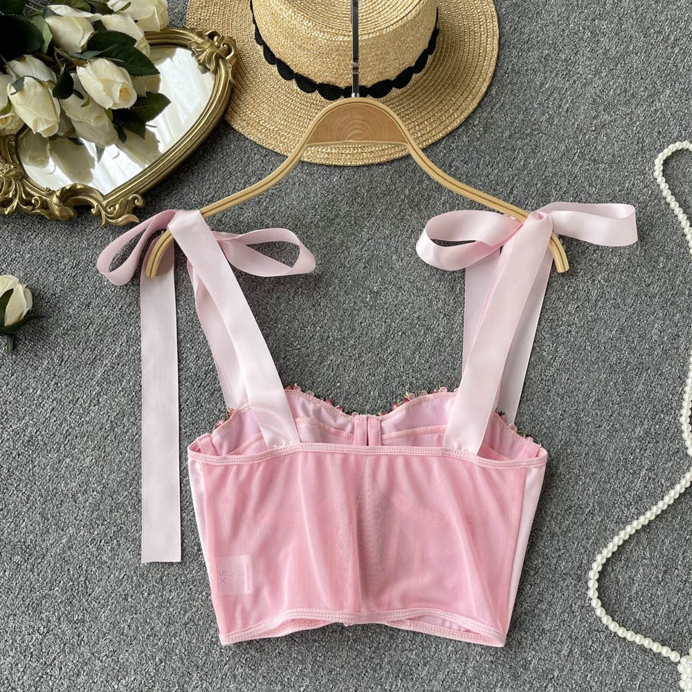 Ribbon hollow tube top suspenders HA1584