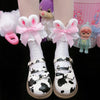 Bow knot cute lace mid tube socks   HA0756