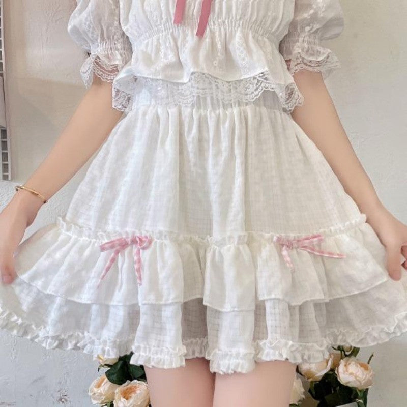 Sweet White Cake Skirt A-Line Skirt  HA0642