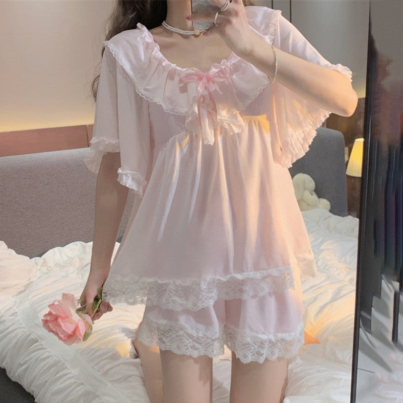 Lce Silk Short Sleeve Shorts Home Set  HA0427