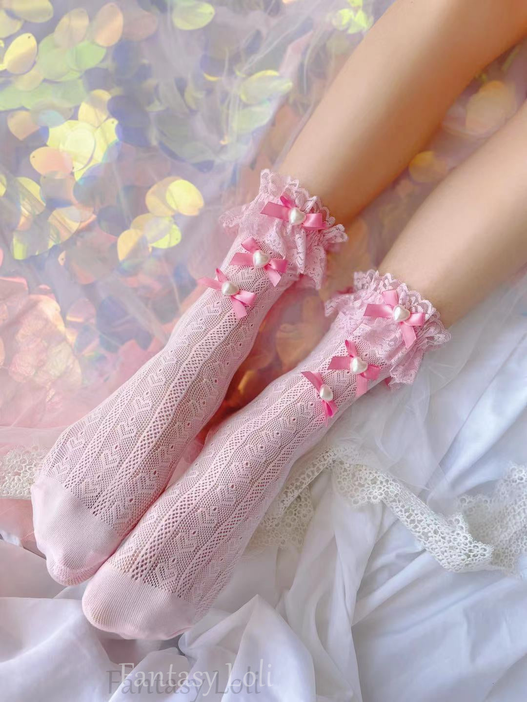 Dream bow love lace socks    HA0630