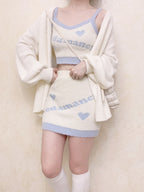 Plush letter heart skirt suit  HA0557