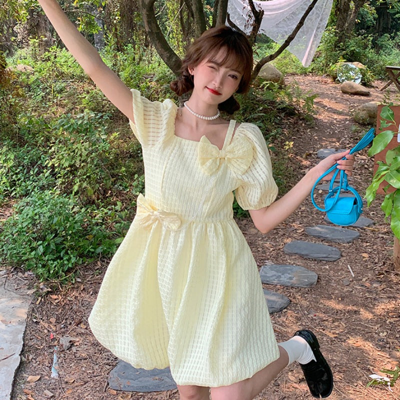 Puff sleeve bow dress  HA0368