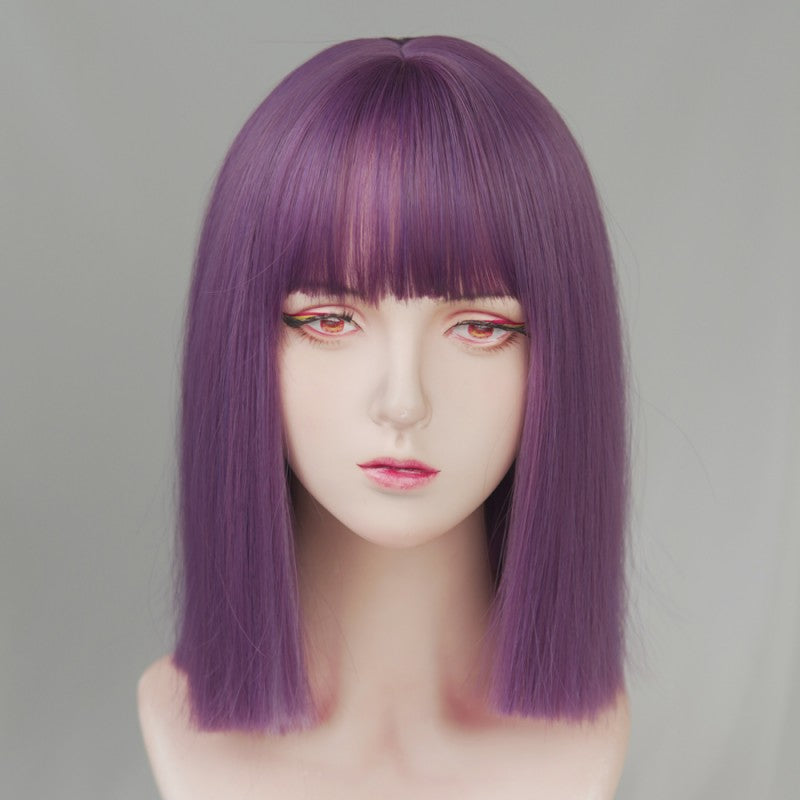 Purple Medium Length Straight Hair Wig   HA1670