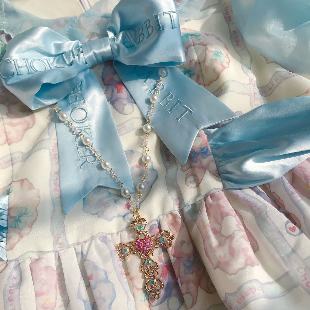 Pink Zircon Cross Necklace   HA1322