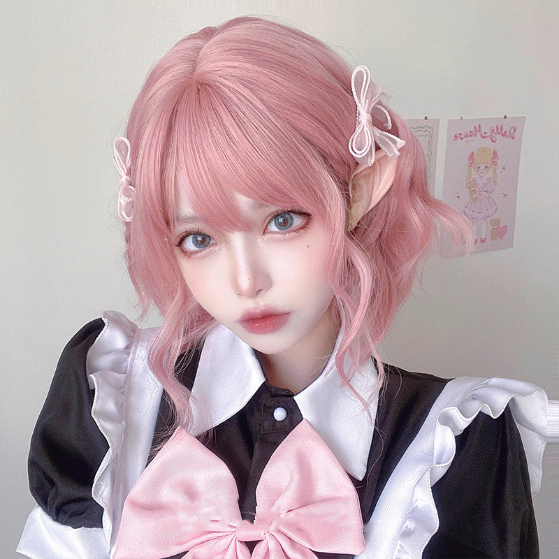 Short curly pink wig    HA0760