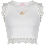 Butterfly three-dimensional white vest  HA0639