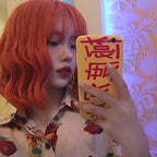 Orange short curly hair   HA0069