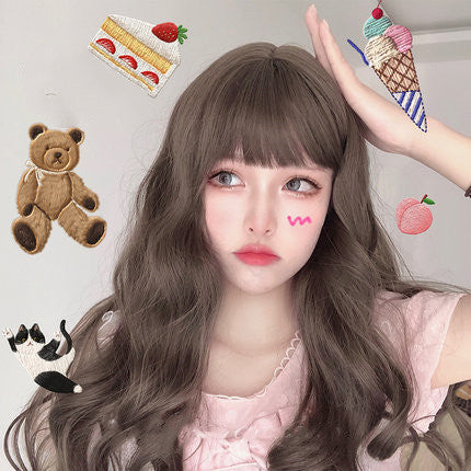 Wood gray brown long curly hair   HA0263