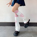 White Cross Heart Calf Socks   HA1070
