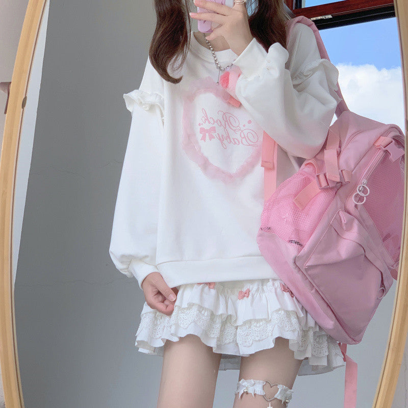 Sweetheart Letters Long Sleeve Sweatshirt    HA1065