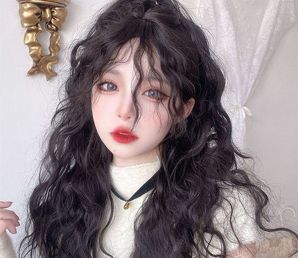 Black Wool Roll Wig HA0227