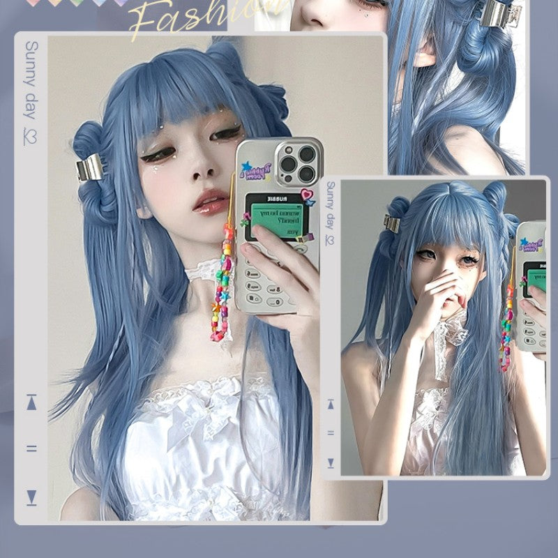 Mermaid Blue Long Straight Hair Wig  HA1441