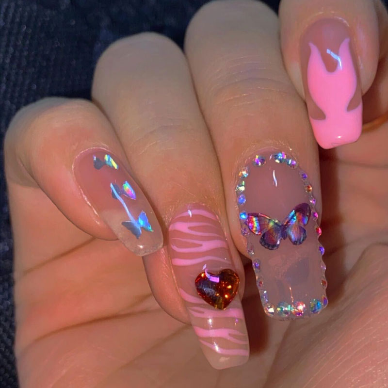 Pink Flame Nail Stickers    HA0128