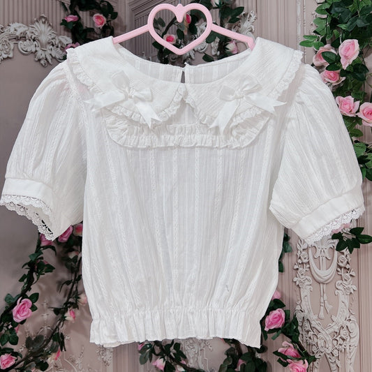 Cotton Doll Collar Bow Short Sleeves   HA0499