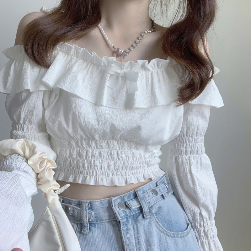 Off-the-shoulder cropped top HA0974