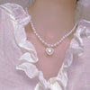 Cream Sweetheart Peach Heart Love Necklace  HA0668