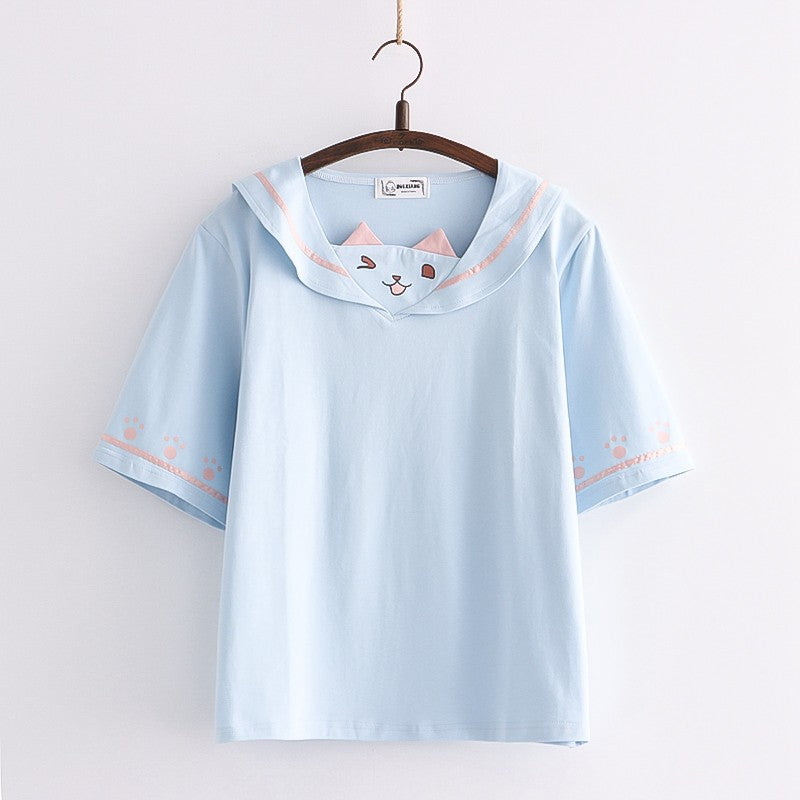 Cute cat ears short-sleeved T-shirt   HA1492