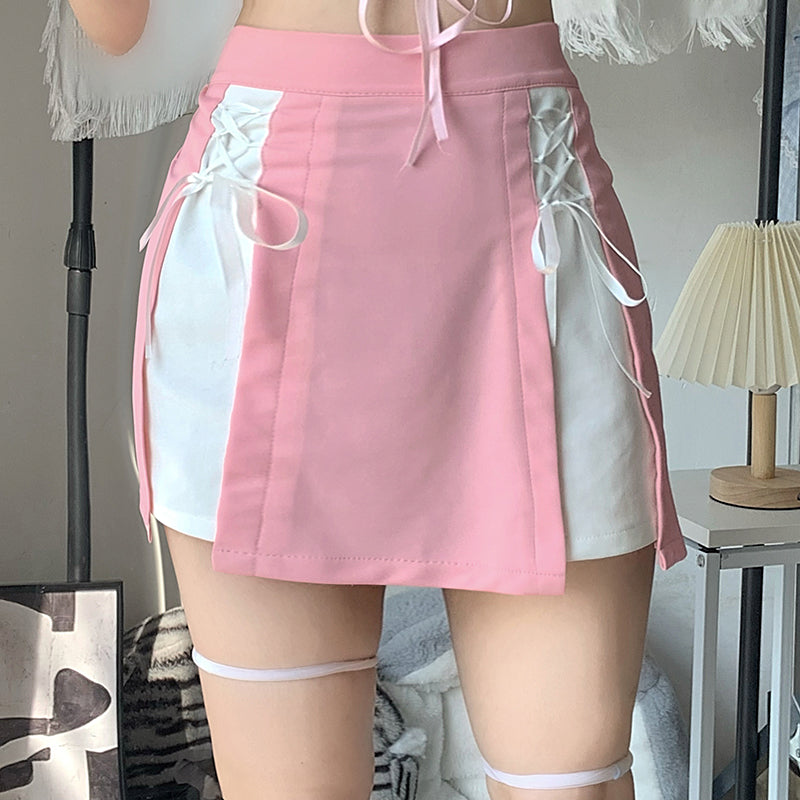 Pink Slim A-Line Skirt  HA0321