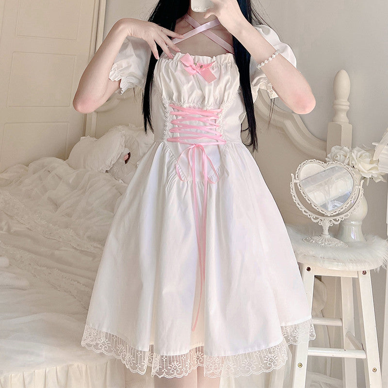 Puff Sleeve Lace Princess Dress    HA0548