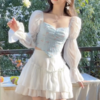Sweet Blue Tulip Long Sleeve Top    HA0337