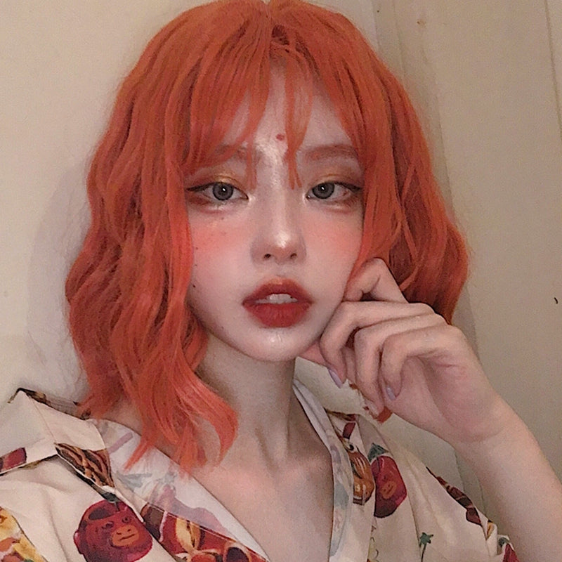 Orange short curly hair   HA0069