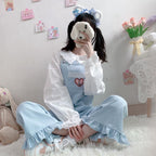 Ruffled milk tie overalls HA0905