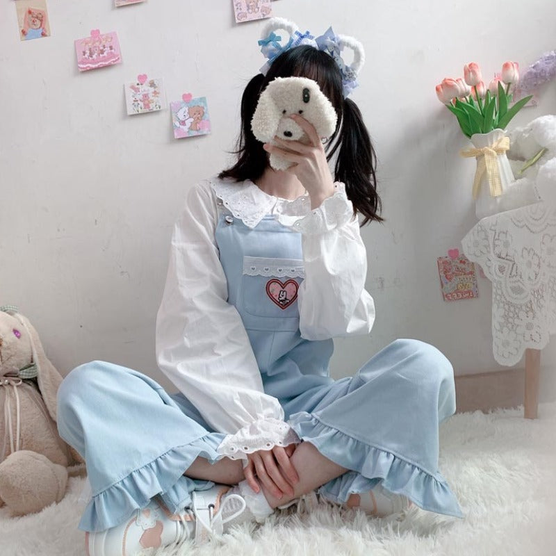 Ruffled milk tie overalls HA0905