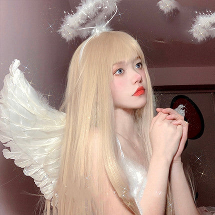 Daily sweet and cute blonde long straight hair   HA0163