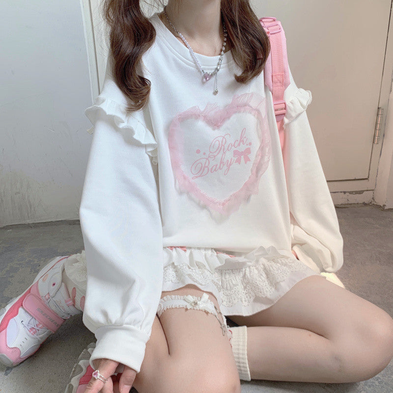 Sweetheart Letters Long Sleeve Sweatshirt    HA1065