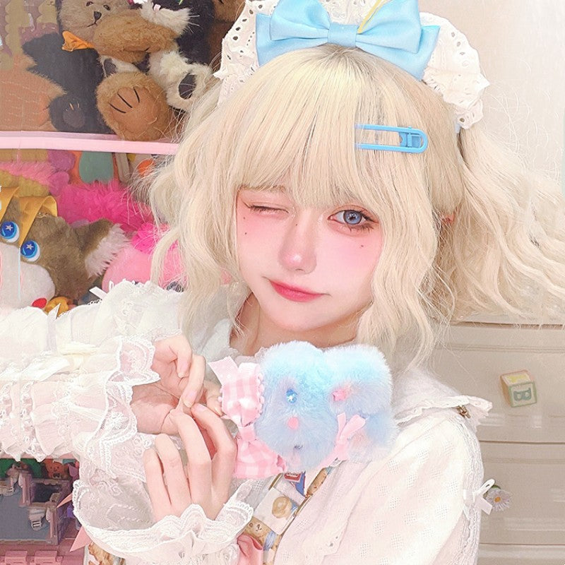 Short Platinum Wool Curly Wig  HA1694