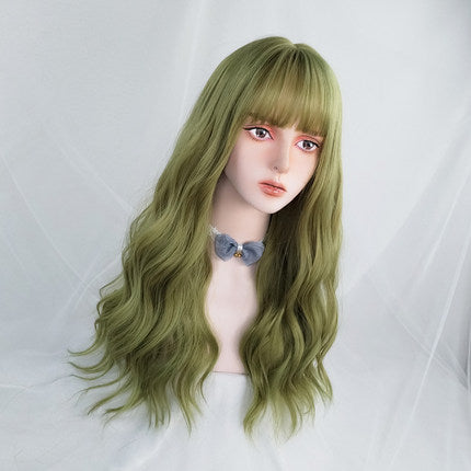 Fluorescent green long curly hair  HA0253