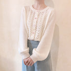 Cutout Pink Floral Knit Cardigan HA1119