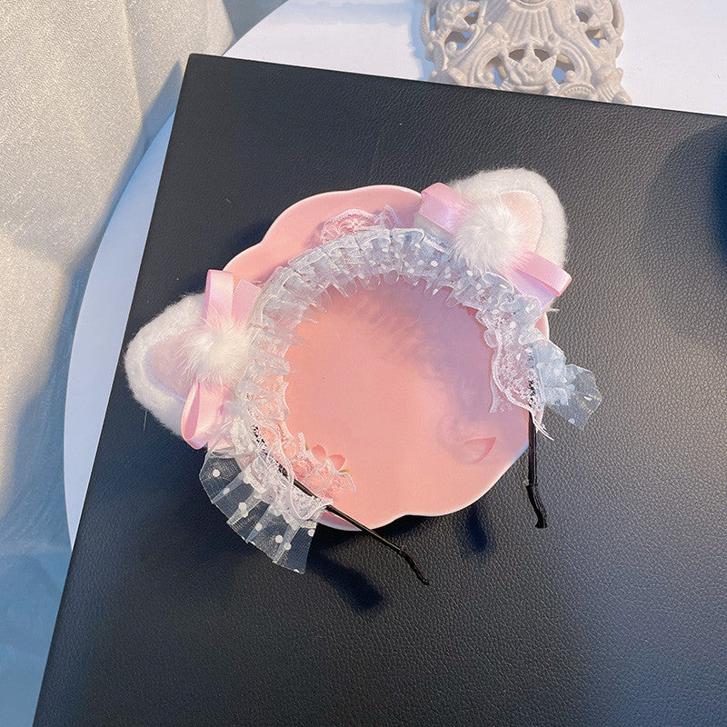 Sweet super fairy pink cat ear headband    HA0735