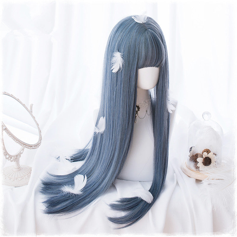 Long straight hair with blue air bangs HA0072