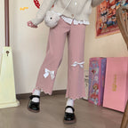 Loose Bow Wavy Lounge Pants   HA1145