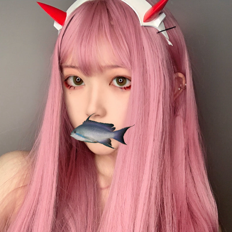 Pink long straight hair HA0055