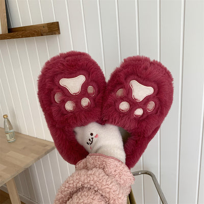 Cute Cat Paw Cotton Slippers   HA1340