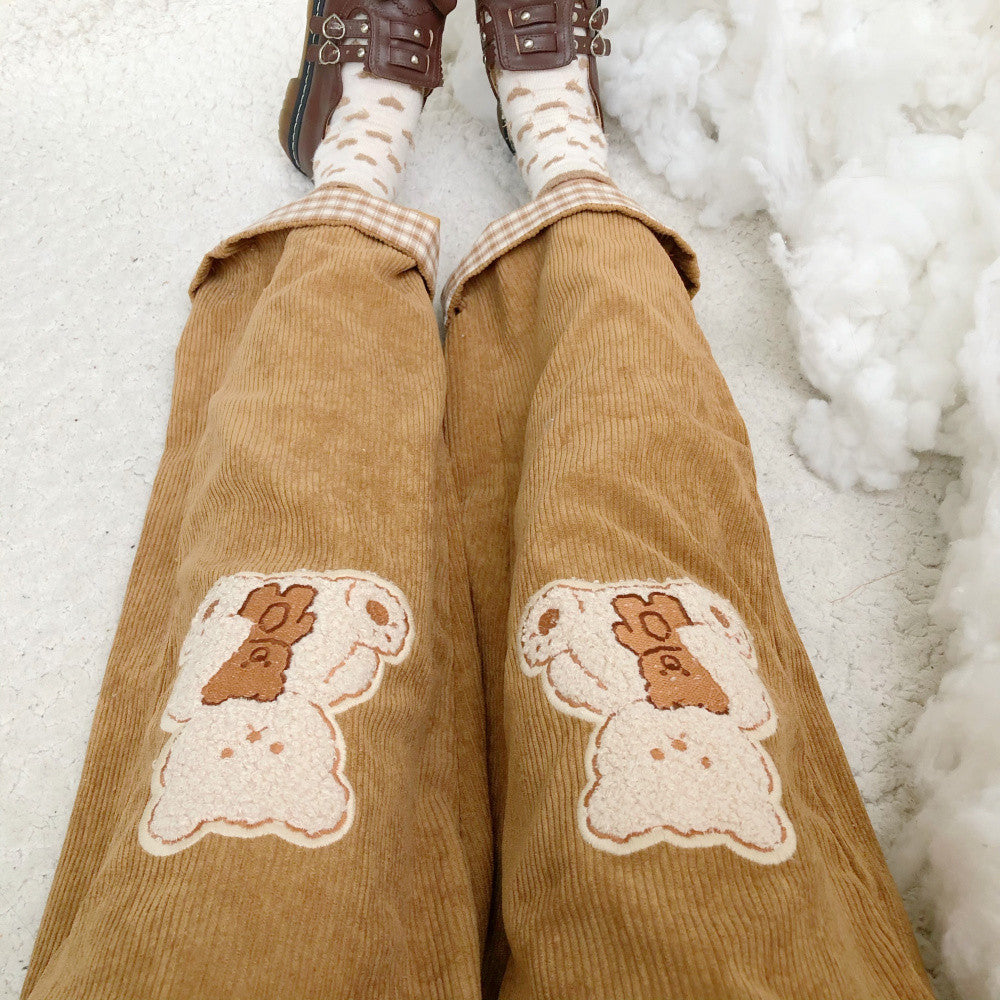 Bear embroidered slacks  HA1201