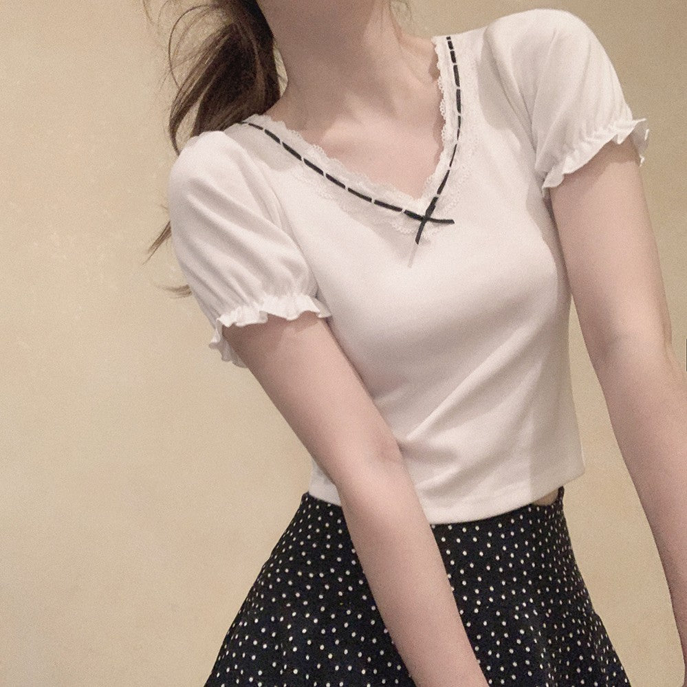 Lace Butterfly Fit T-Shirt Top  HA1392