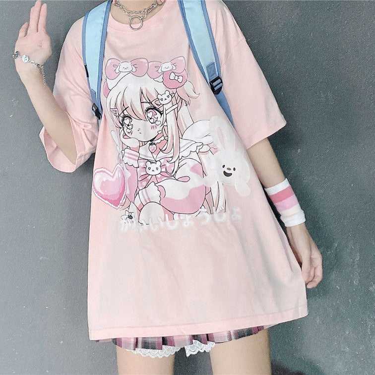Anime Cotton Short Sleeve T-Shirt    HA0730