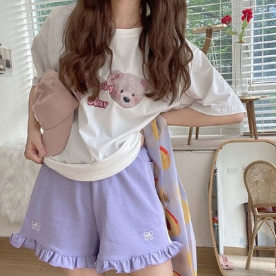 Cute embroidered slim shorts    HA0572
