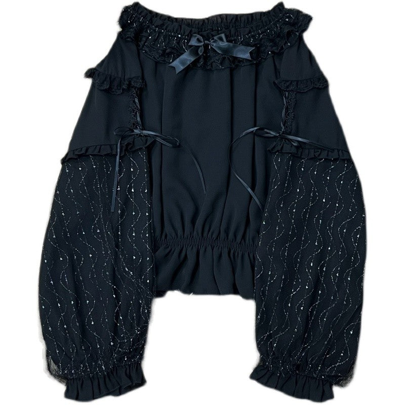 Sweet Bow Mesh Long Sleeves   HA1410