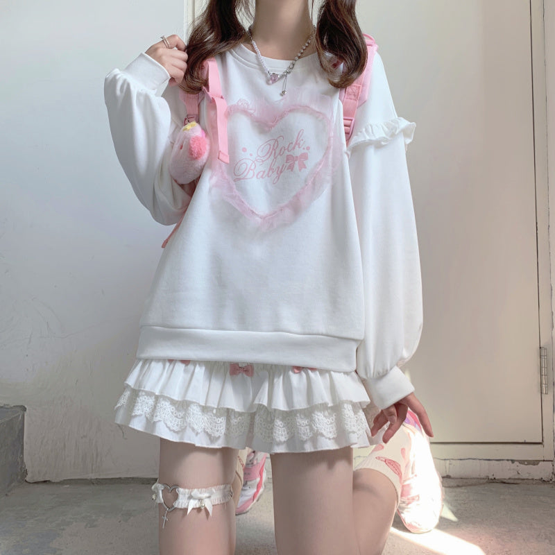 Sweetheart Letters Long Sleeve Sweatshirt    HA1065