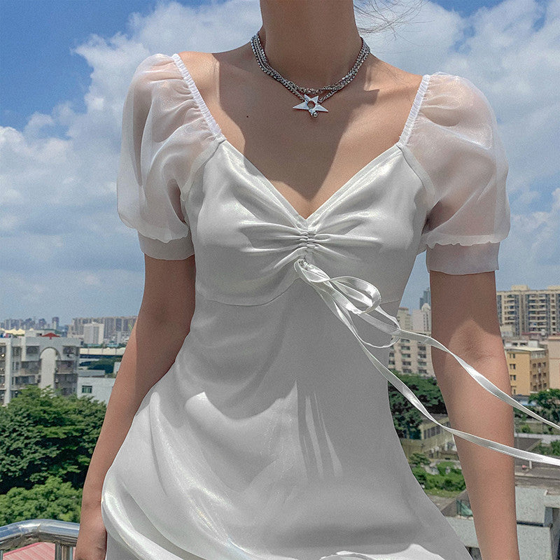 Super fairy temperament pure mesh dress   HA0838