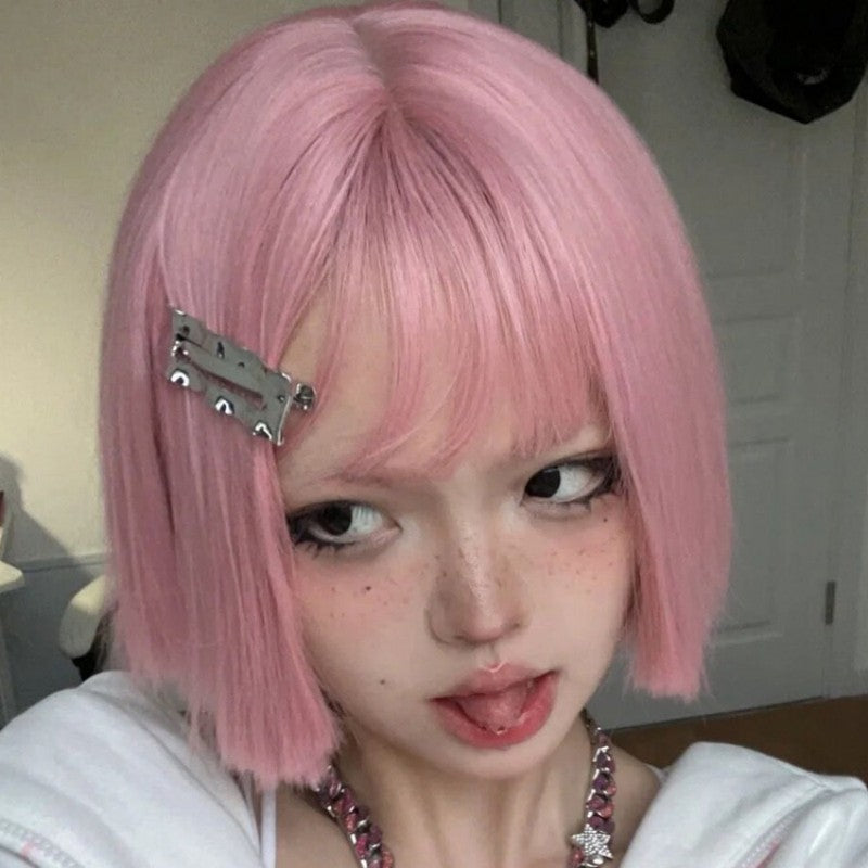 Pink cos universal bob wig   HA1545